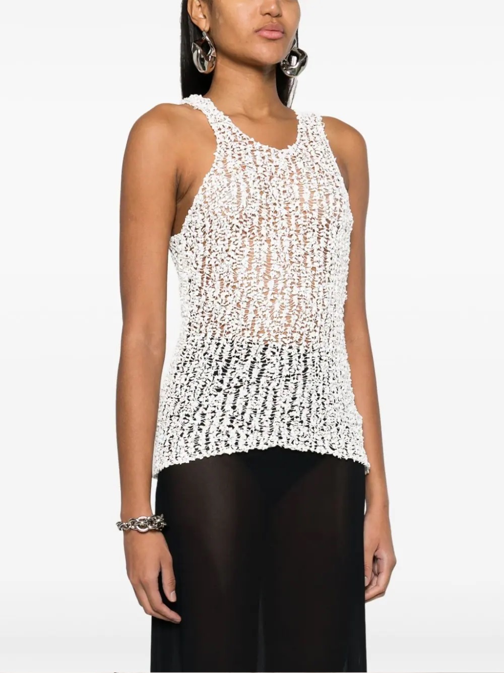 Maison Margiela Sheer Open Tank Top In White