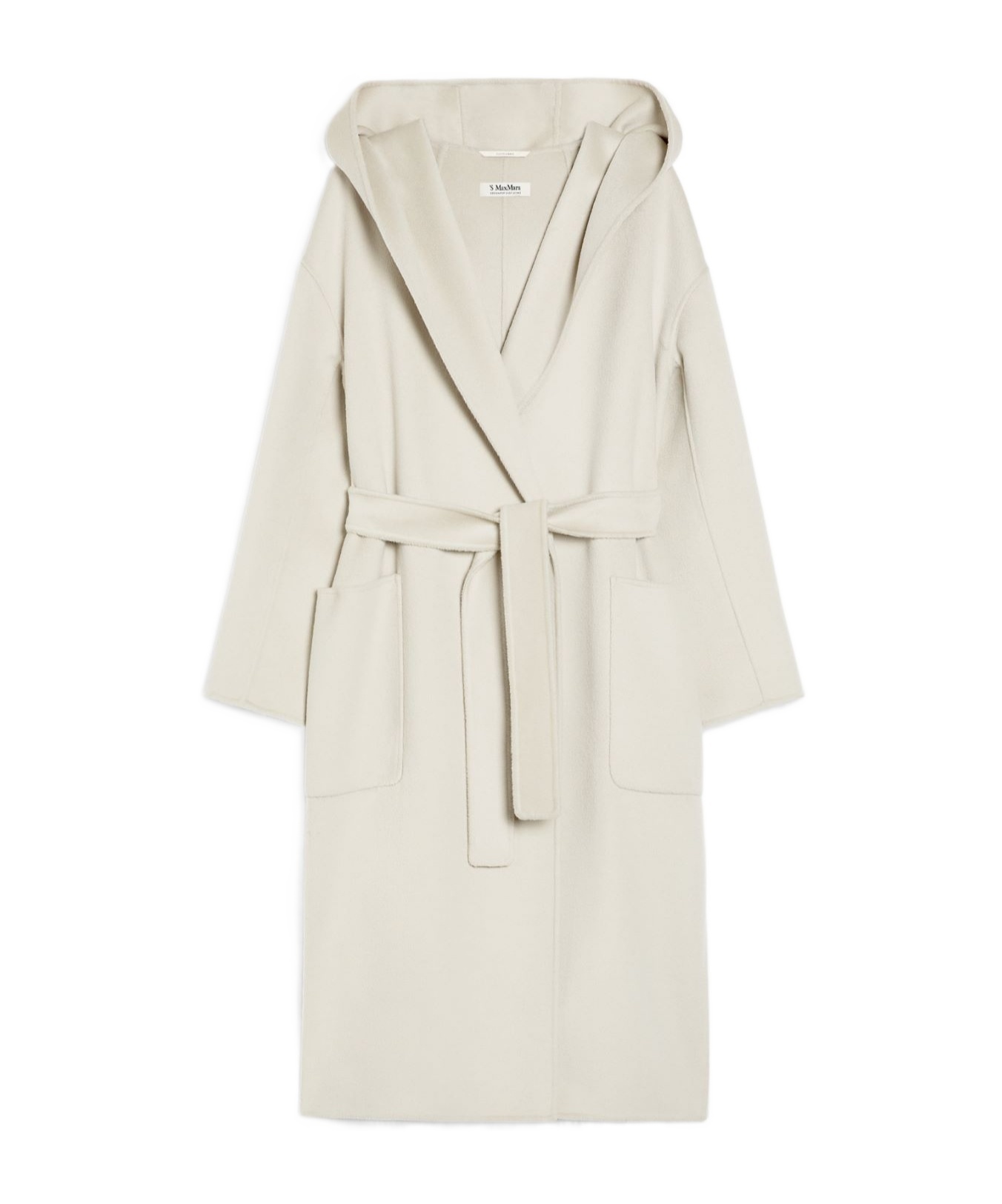 Shop Max Mara Wool Coat With Hood In White