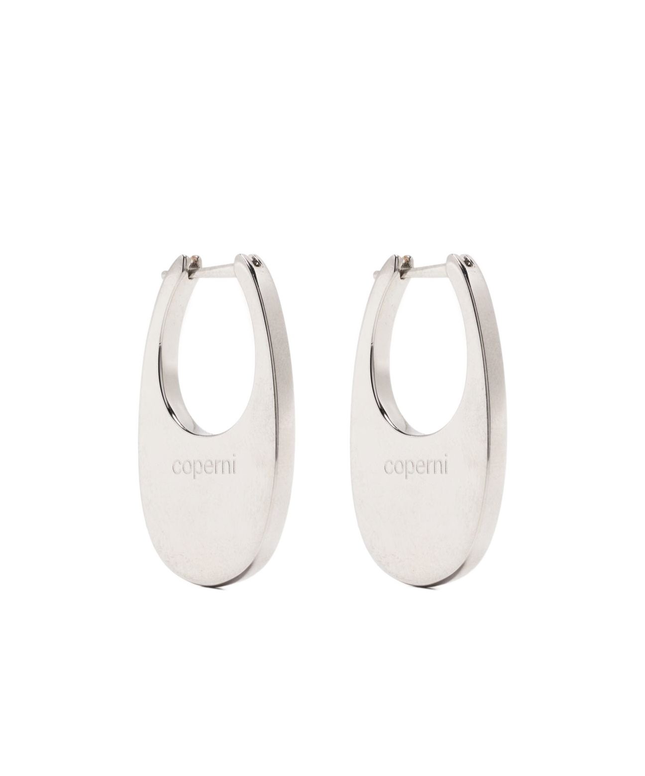 Shop Coperni Medium Swipe Logo Earrings In White