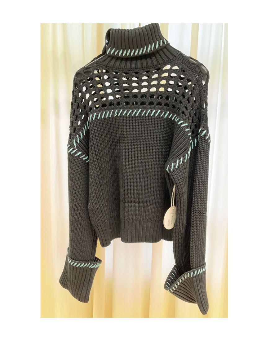 Shop Staud High-neck Long-sleeved Sweater In Black