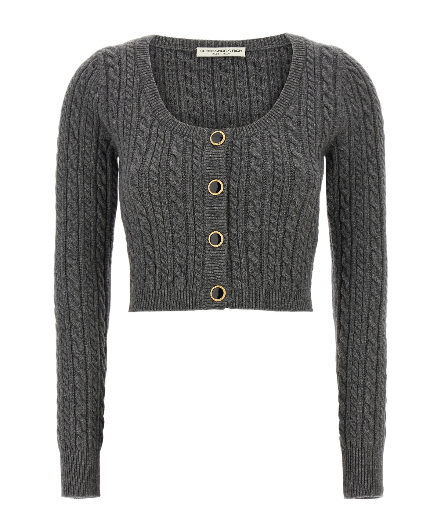 Alessandra Rich Wool Knitted Cardigan In Black