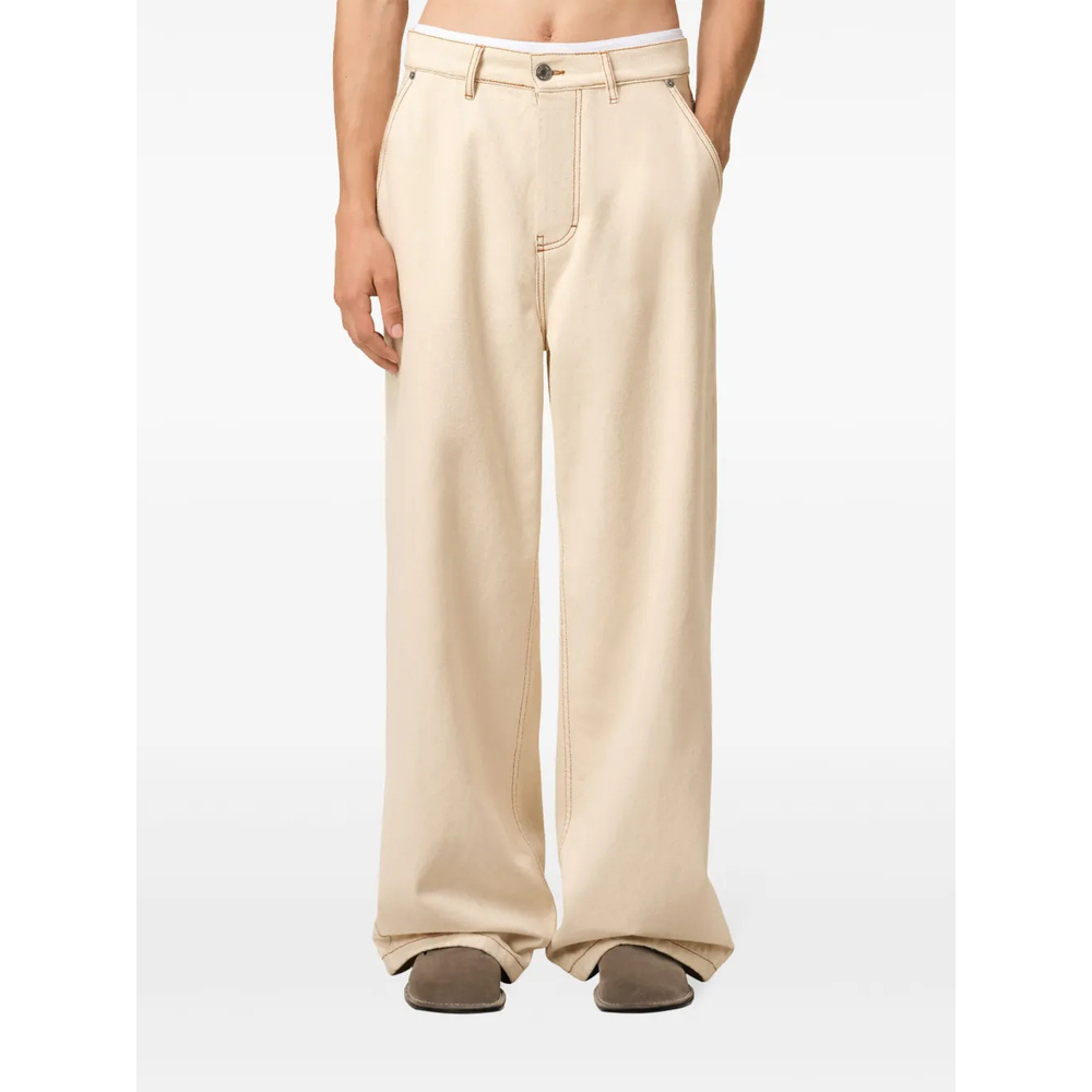 Shop Ami Alexandre Mattiussi Ami Paris Wide Fit Jeans In Nude