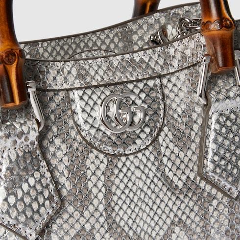 Gucci Diana Python Small Tote Bag In Gray
