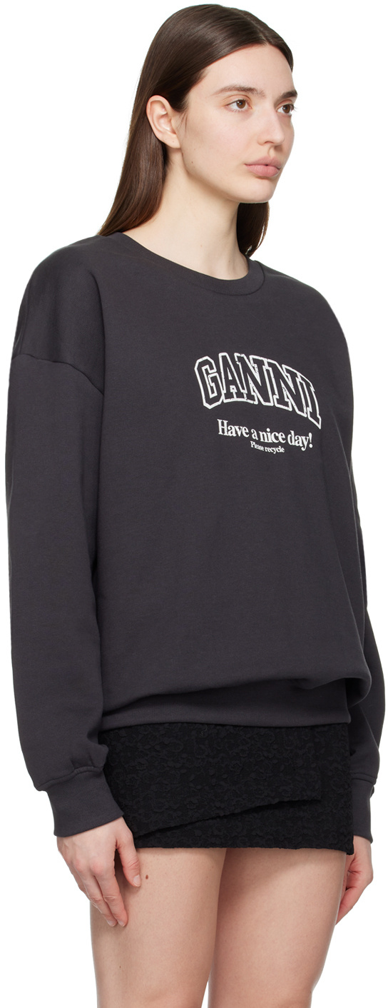 Ganni Dark Grey Isoli Oversized Sweatshirt
