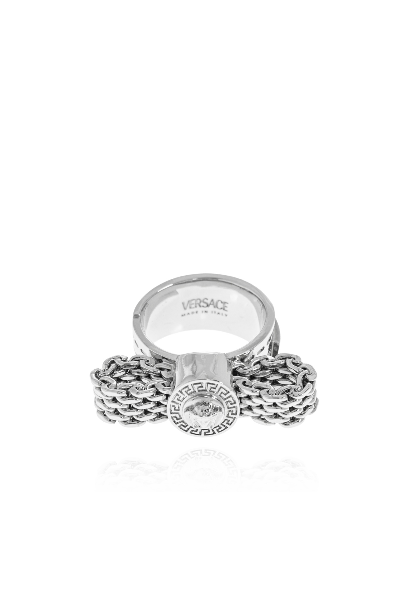 Versace Medusa Chain Ring In Metallic