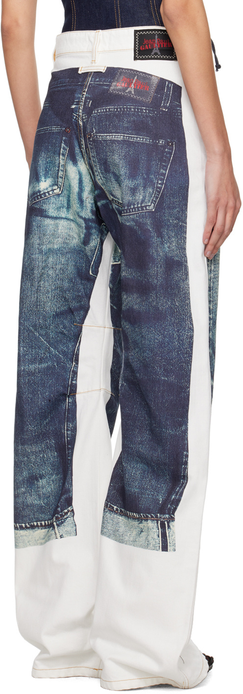 Jean Paul Gaultier White 'the Trompe L'œil' Jeans In Blue