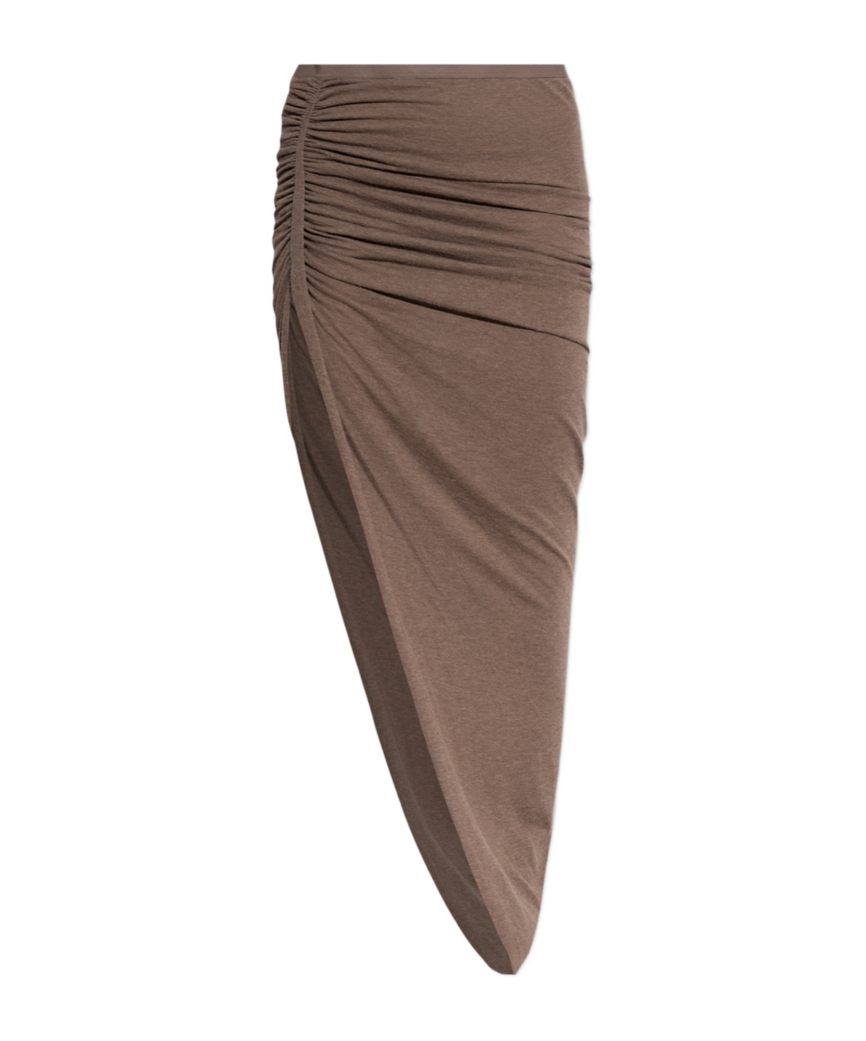 Rick Owens Edfu Draped Ruched Asymmetric Skirt In Brown