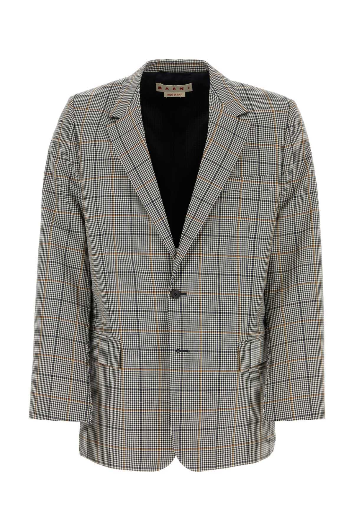 MARNI PLAID-CHECK SINGLE-BREASTED BLAZER