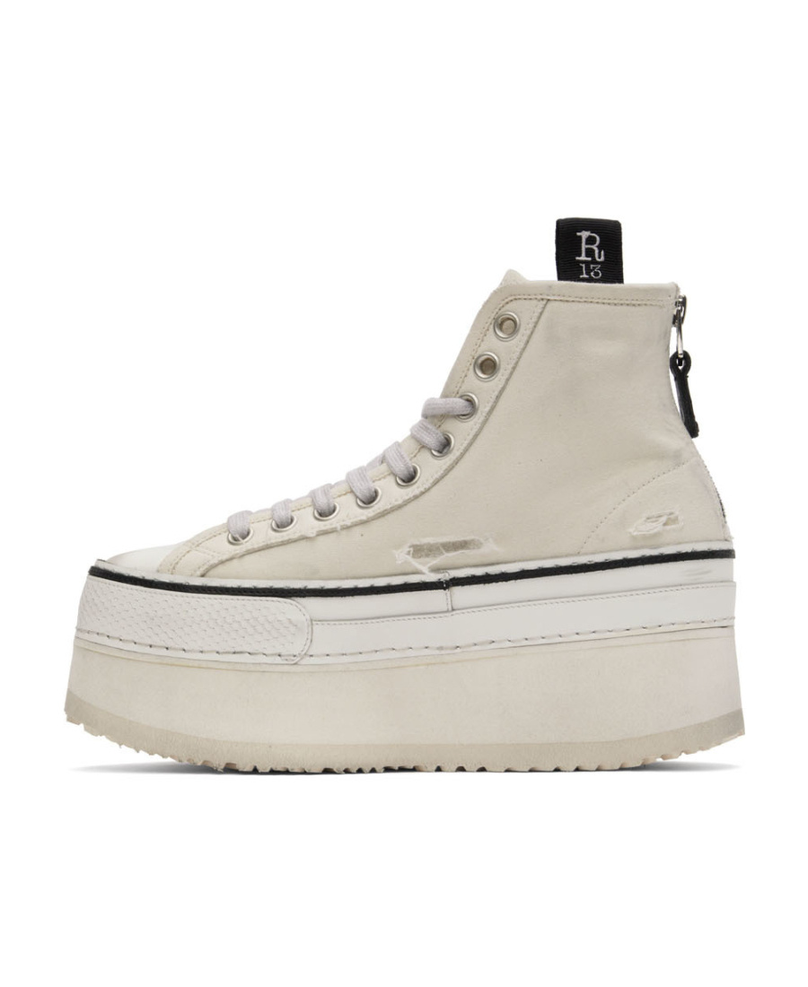 R13 Off-white Courtney Platform High Top Sneakers In Nude