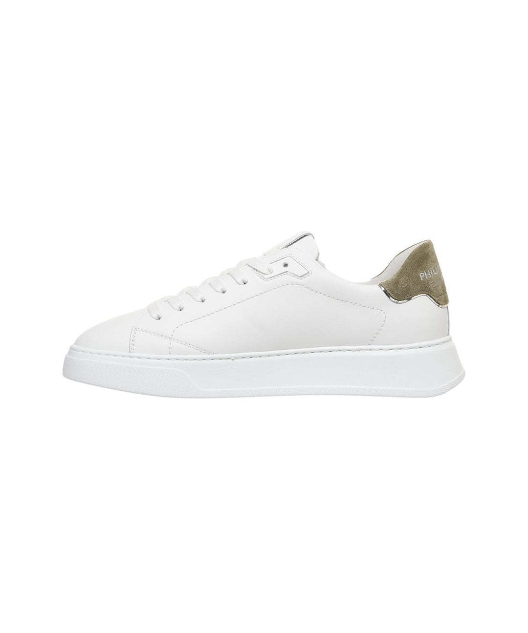 Philippe Model Low Leather Trainers Green Suede In White