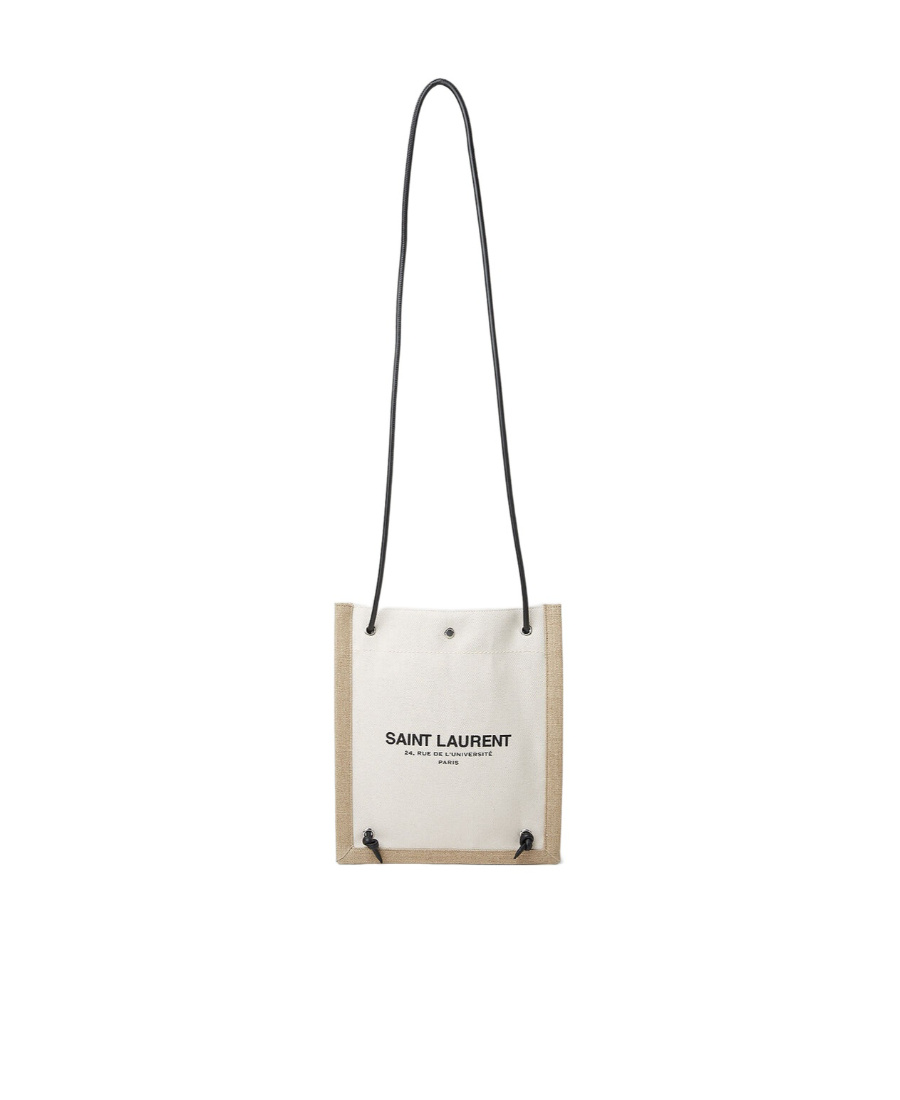 Saint Laurent Two-tone Canvas Backpack In White