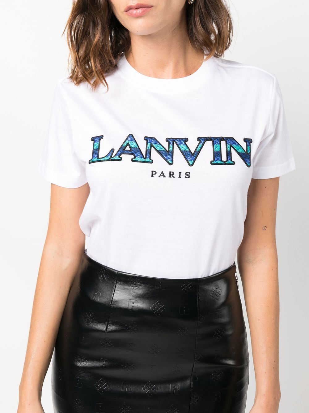 Lanvin Logo-embroidered Cotton T-shirt In White