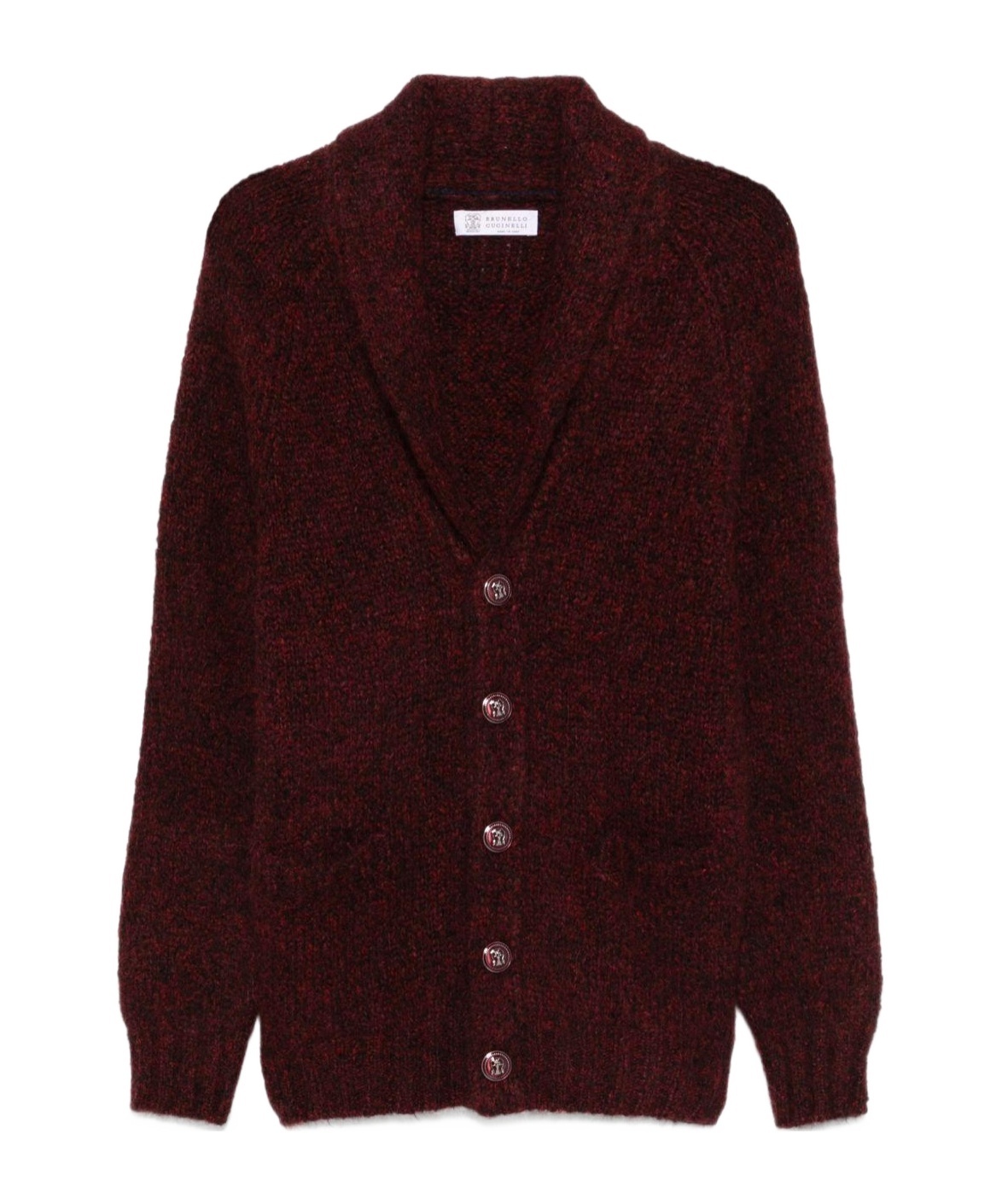 Brunello Cucinelli Button-front Shawl-collar Cardigan In Red