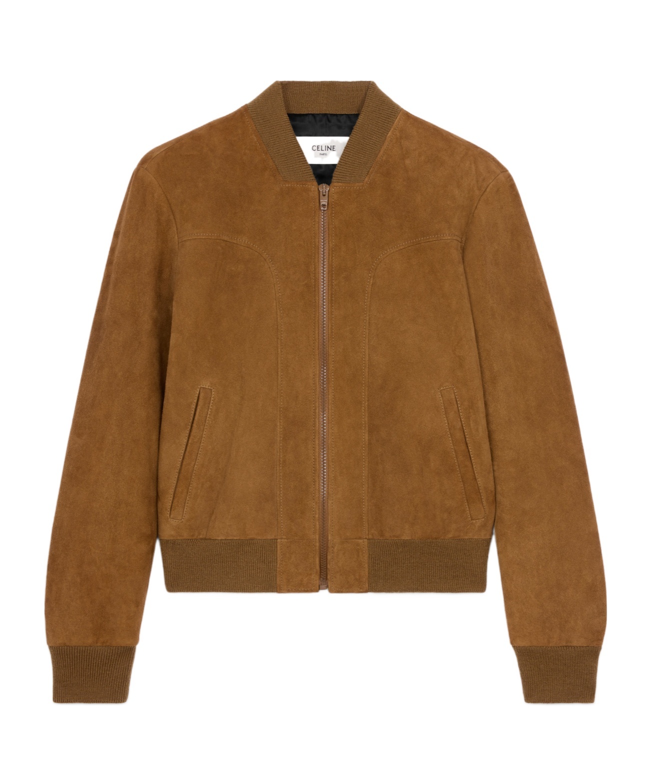 Celine Boule Suede Waist Jacket In Brown