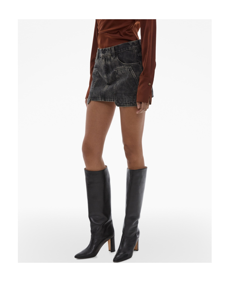 Helmut Lang Black Carpenter Denim Miniskirt In Black