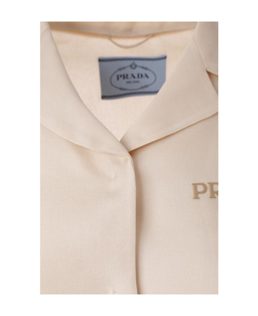 Prada Logo-print Silk Jacket In Nude