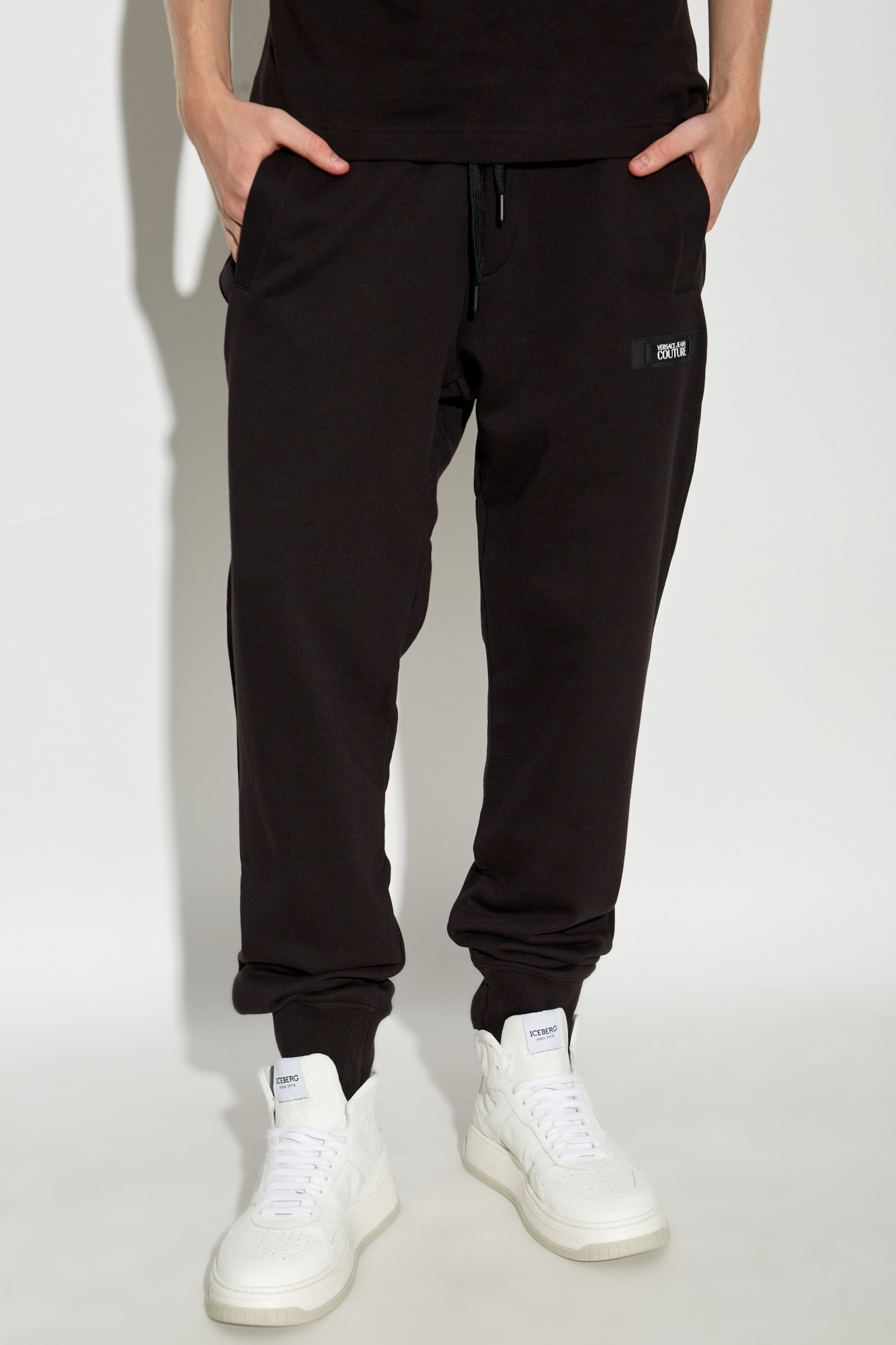 Versace Jeans Elastic Waist Casual Pants In Black