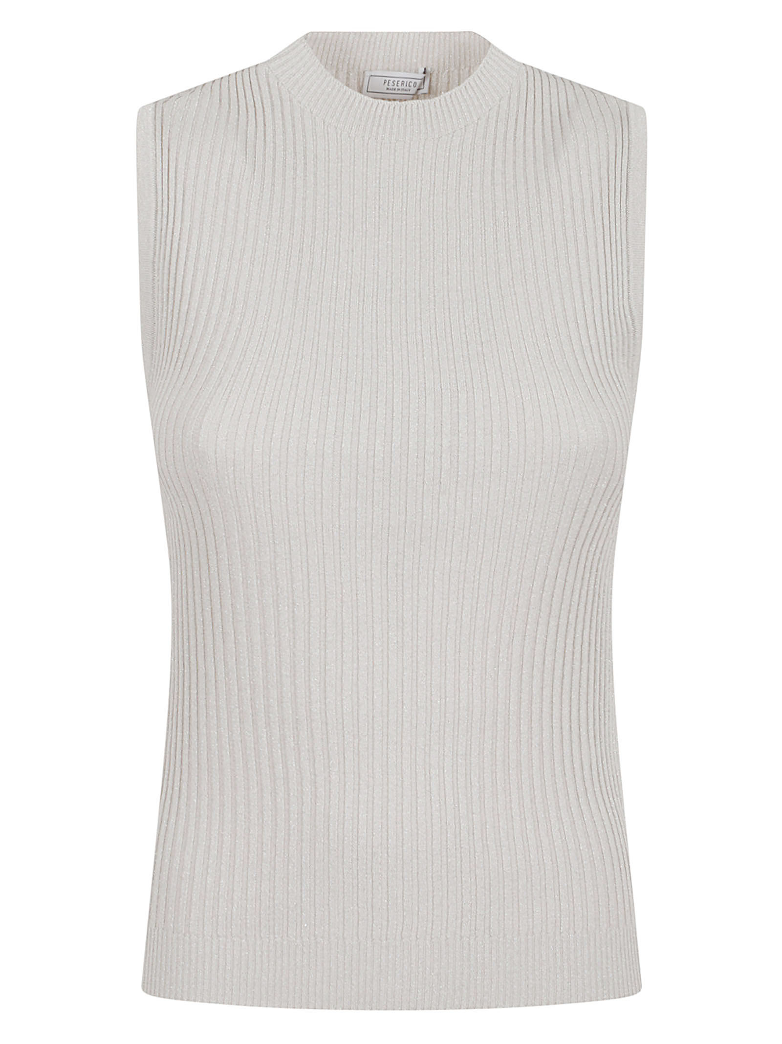Peserico Crew-neck Ribbed Knitted Top In Gray