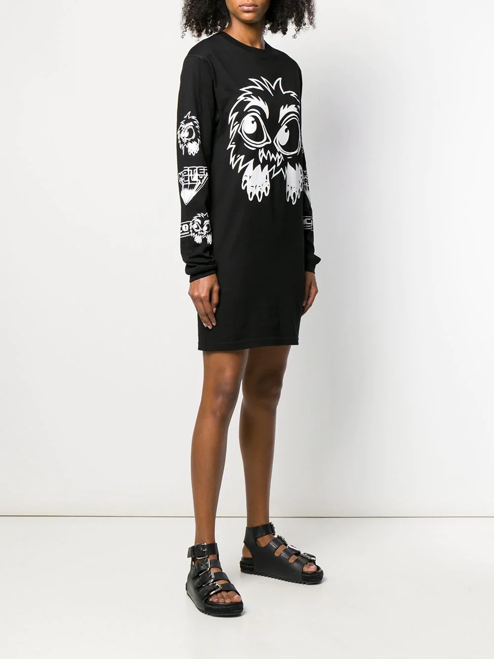 Mcq By Alexander Mcqueen Monster Pattern Printed Dress In Black