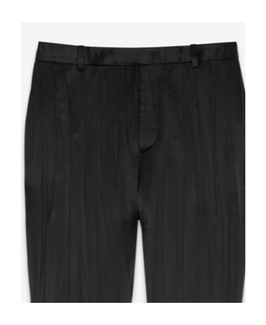 Saint Laurent Satin Pleated Tailored Casual Pants In Black