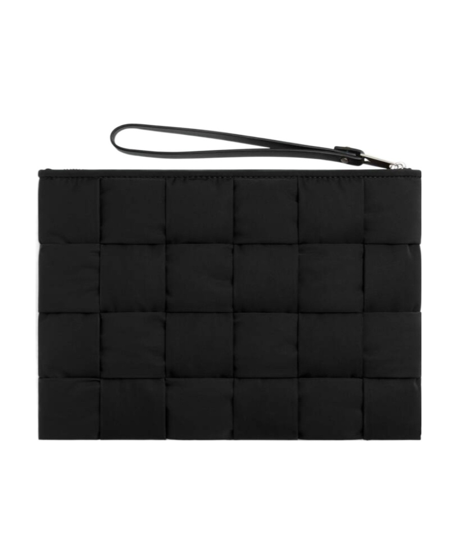 Bottega Veneta Intrecciato Zipped Clutch Bag In Black