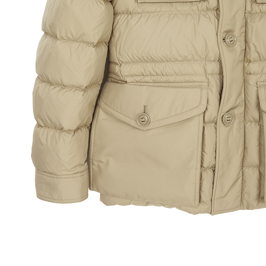 Moncler Hooded Down Jacket In Nude