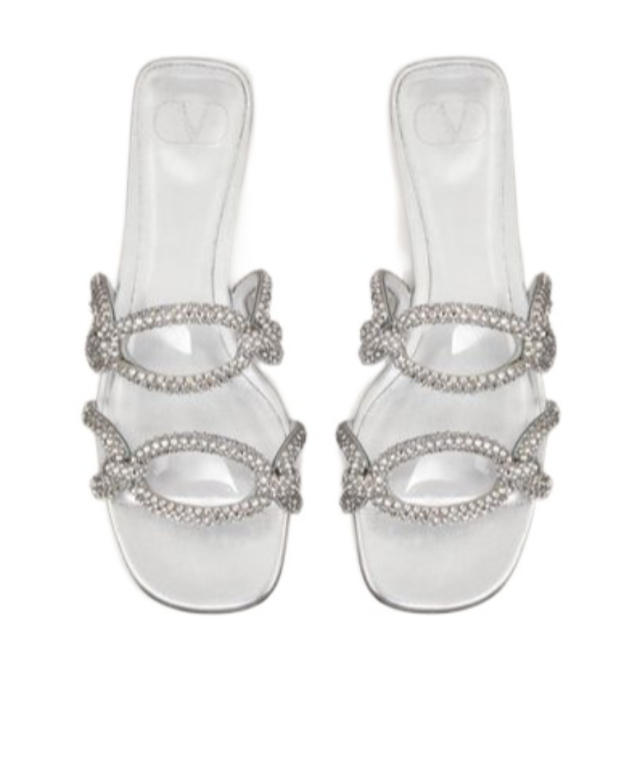 Valentino Chain 1967 Crystal Embellished Sandals In Gray