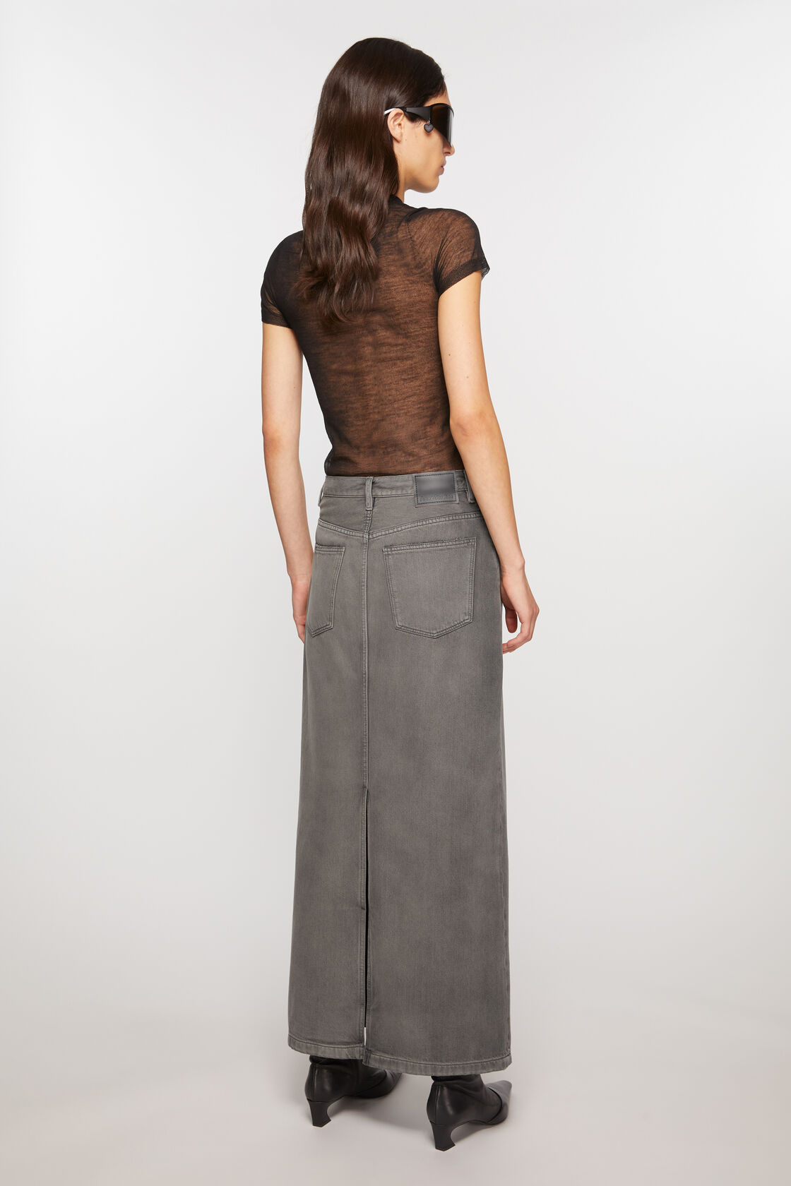Acne Studios Gray Faded Denim Maxi Skirt In Gray
