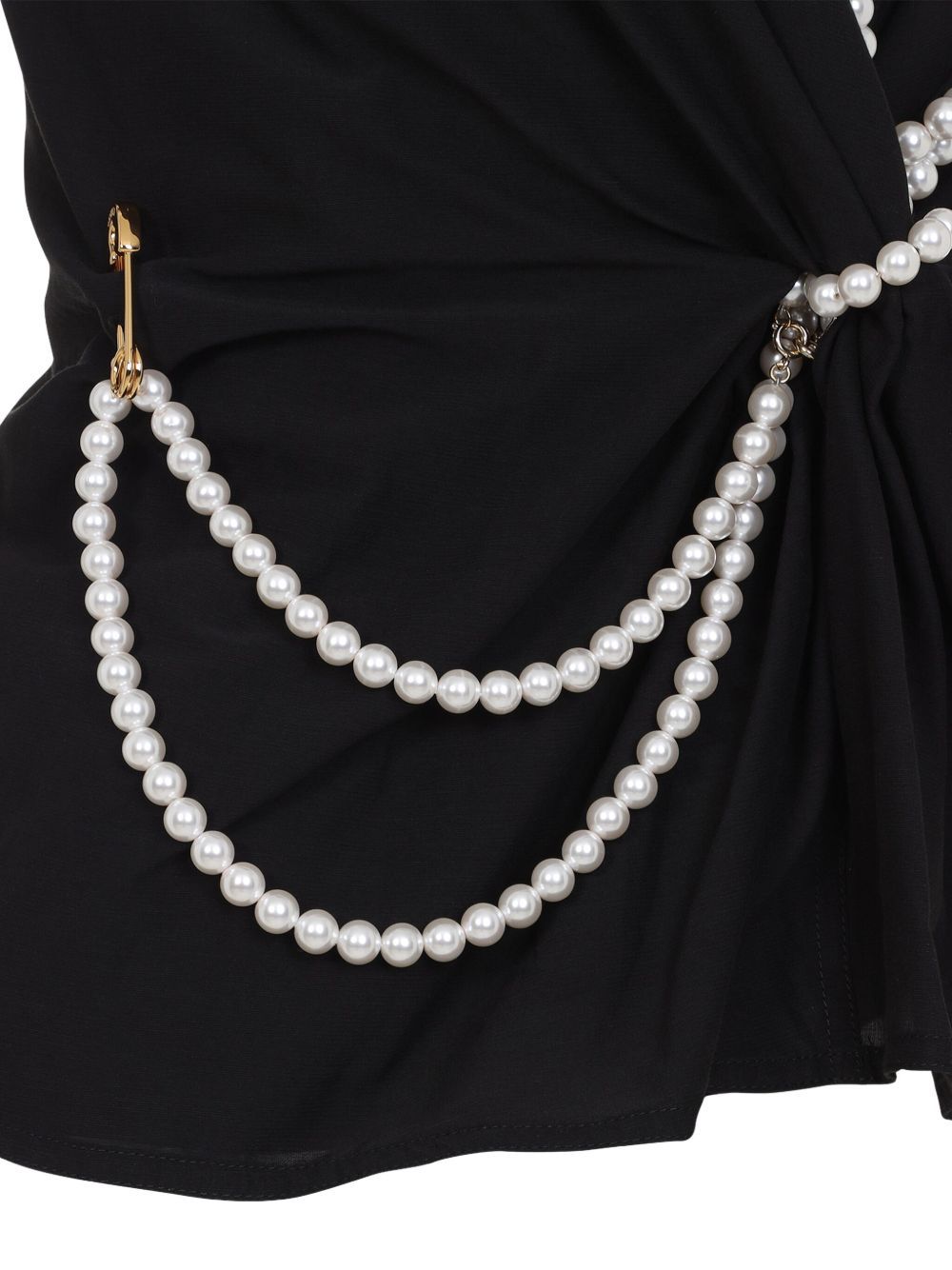 Moschino Flared Hem Knot Detailing Pearl Embellishments In Black