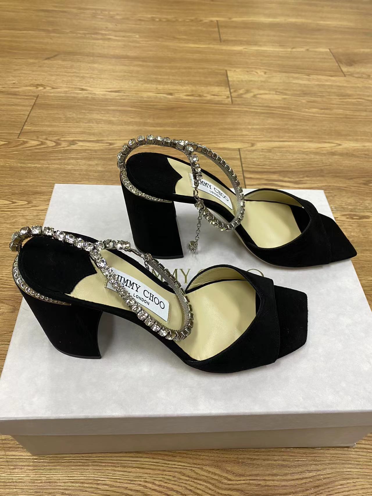 Jimmy Choo Saeda Rhinestones Tassel High-heeled Sandals In Black