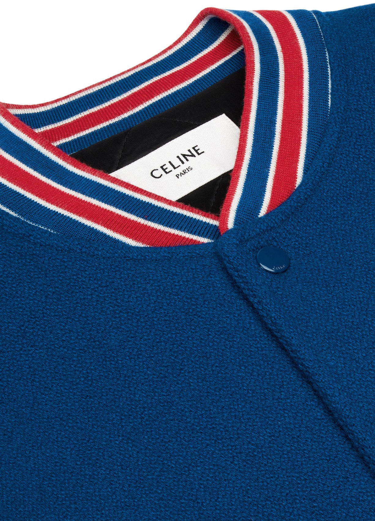Celine Textured Wool College Style Jacket In Blue