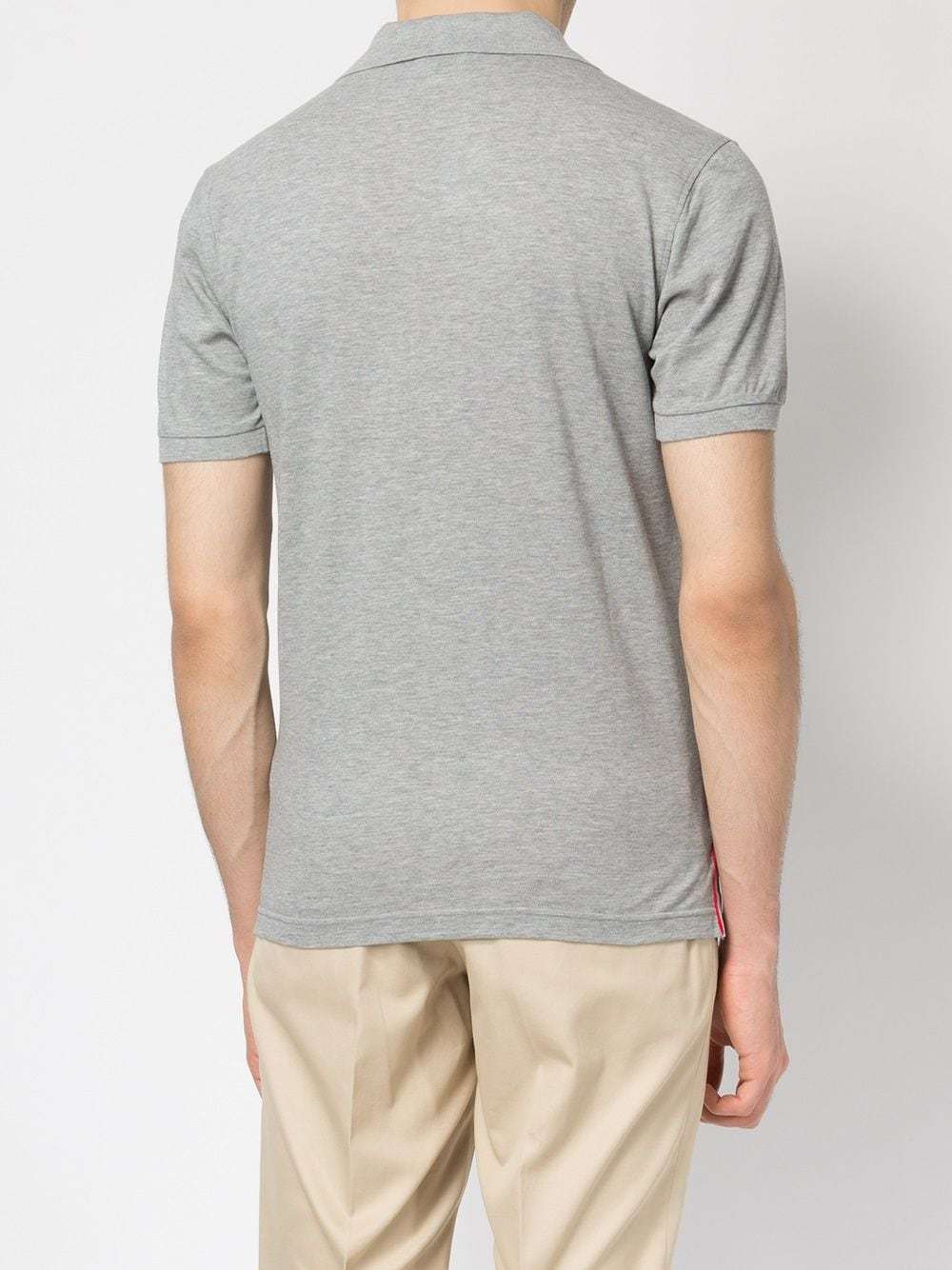 Thom Browne Rwb Stripe Polo Shirt In Gray