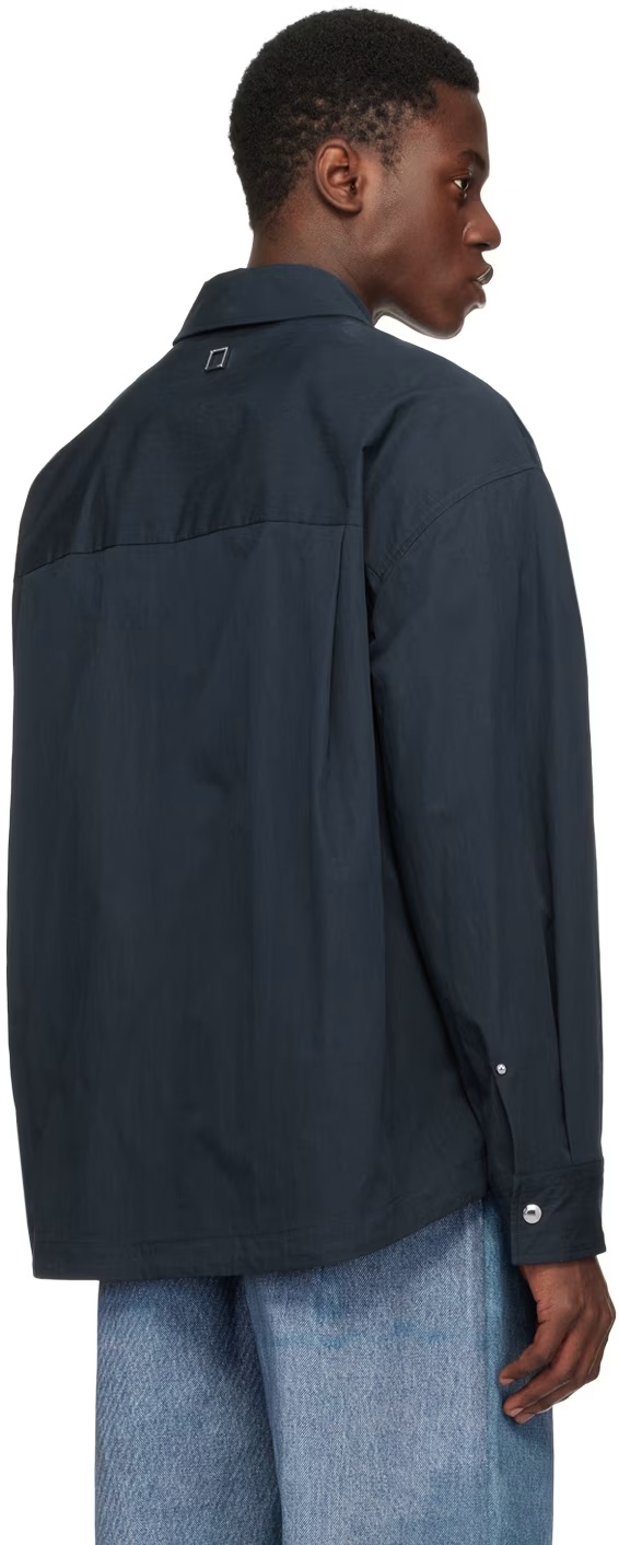 Wooyoungmi Navy Drawstring Shirt In Black