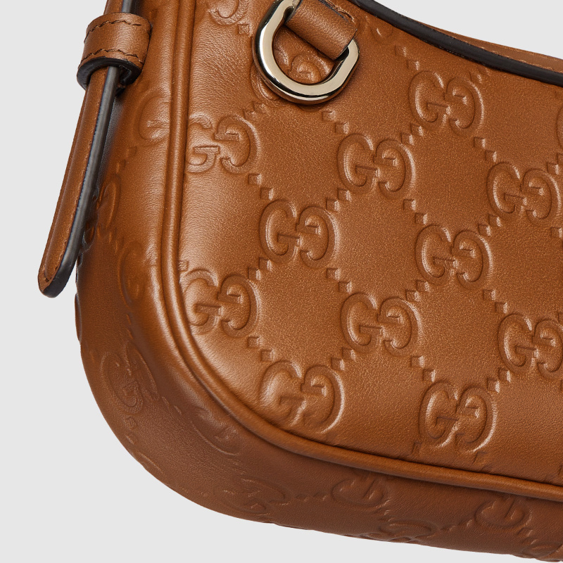 Gucci Gg Emblem Mini Shoulder Bag In Brown