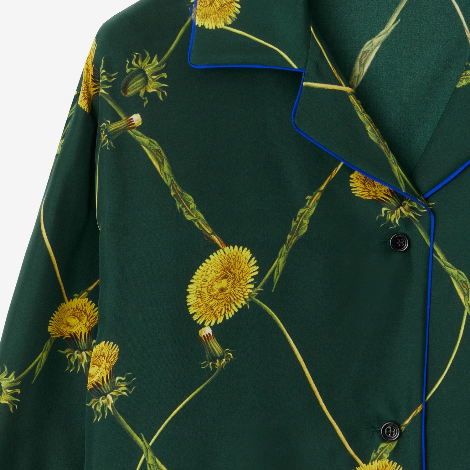 Burberry Dandelion-print Silk Pyjama Shirt In Green