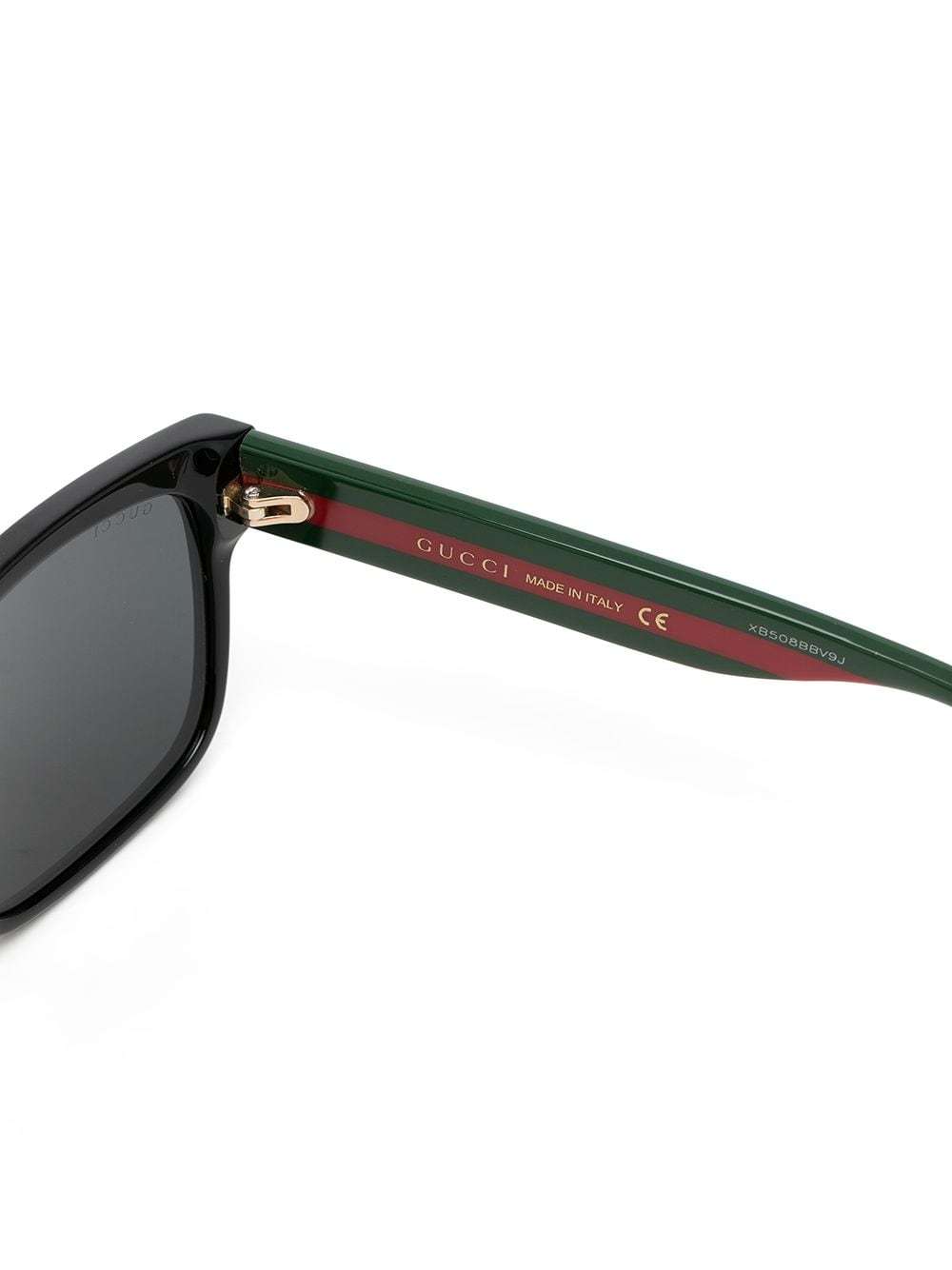 Gucci Sylvie Rectangle-frame Web-detail Sunglasses In Black