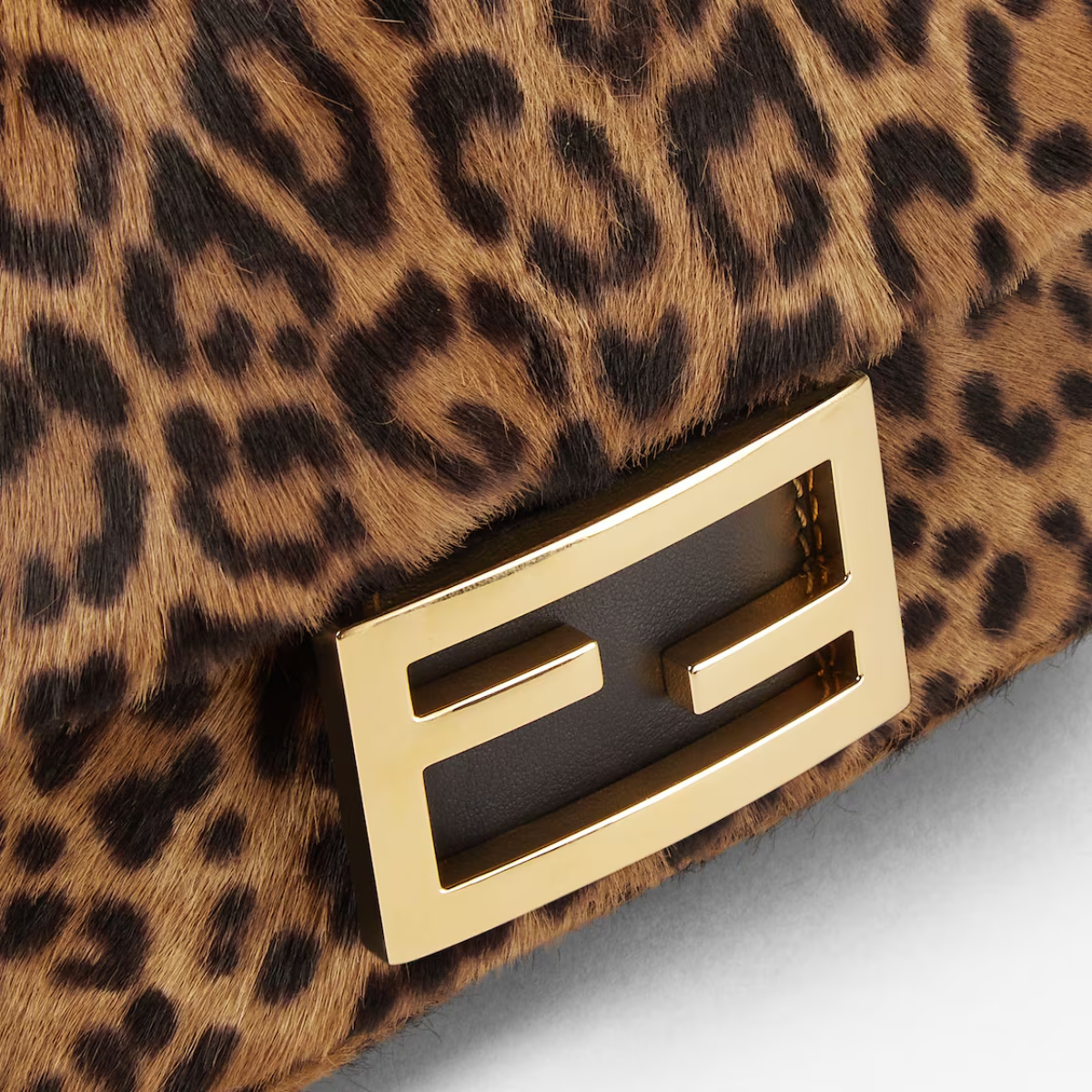 Fendi Baguette Mini Printed Cavallino Calfskin Bag In Brown