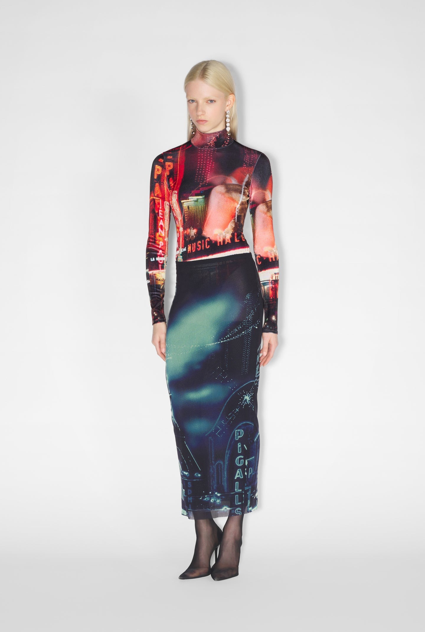 Jean Paul Gaultier Pigalle Long Skirt Woman Navy In Polyamide In Blue