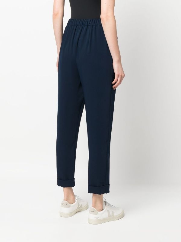 Shop P.a.r.o.s.h Elasticated-waist Tapered Trousers In Black
