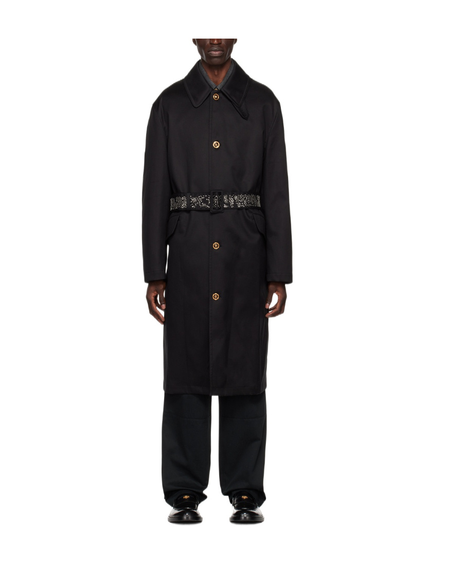 VERSACE BELTED COTTON COAT 