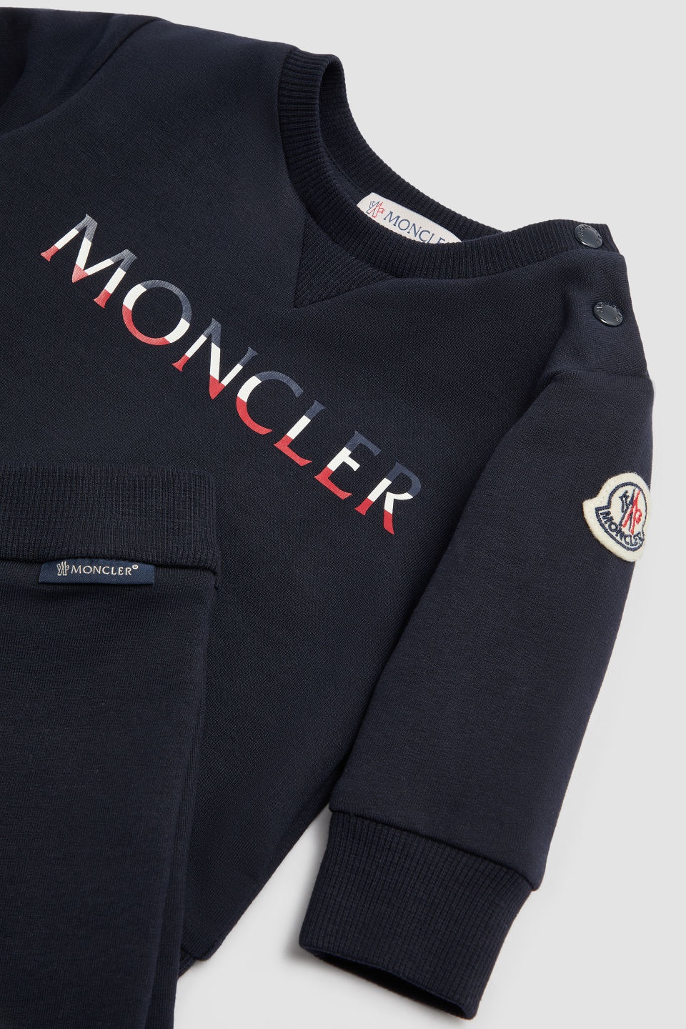 Moncler Enfant Logo Patch Tracksuit Set In Blue