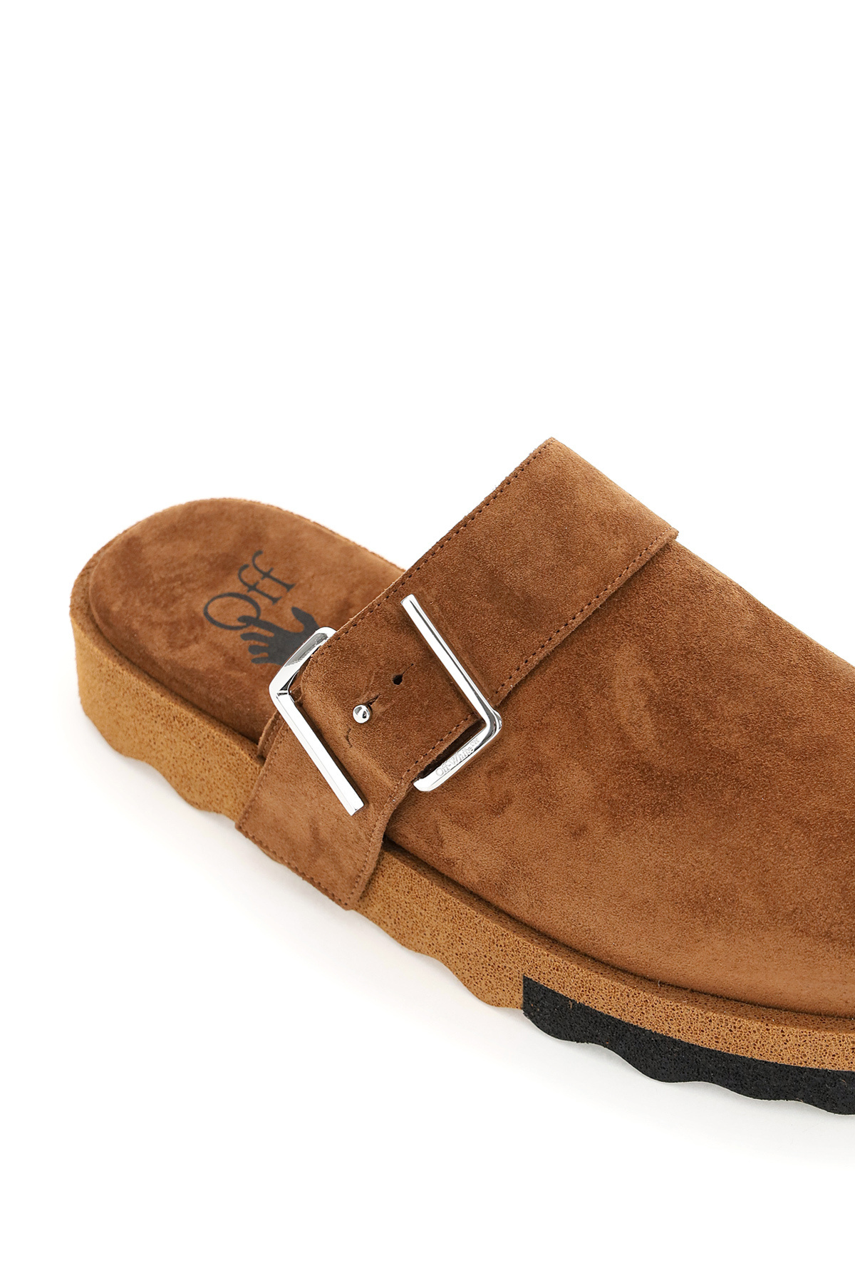 Off-white Comfort Backless Suede Slippers In Brown