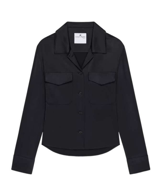 Courrèges Satin Shirt In Black