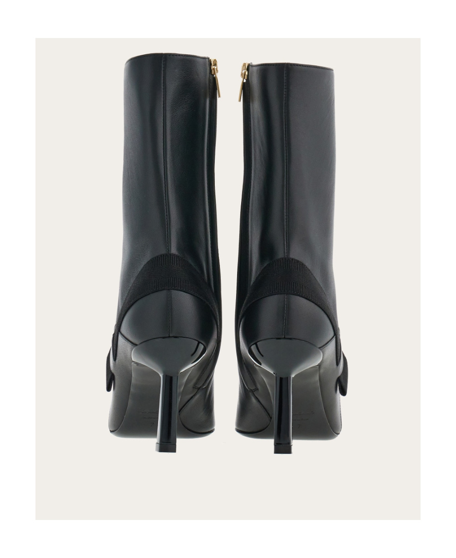 Ferragamo 85mm Vara-bow Leather Ankle Boots In Black