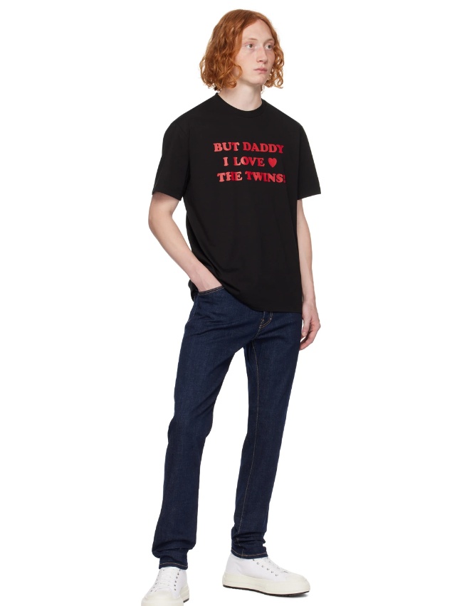 Dsquared2 Printed T-shirt With Round Neck In Black