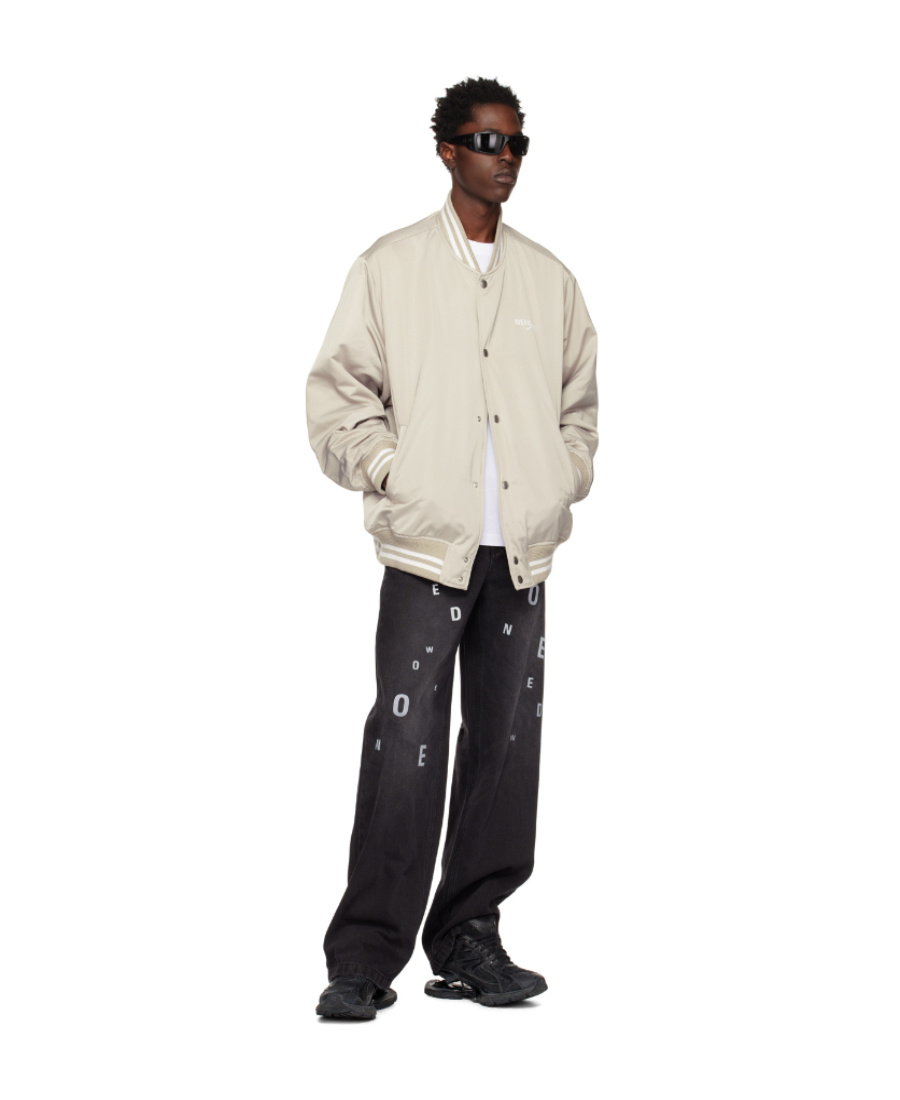 We11 Done Logo Baseball Jacket In Nude