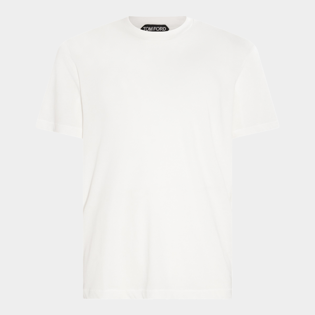 Tom Ford White Crewneck T-shirt With Tf Embroidery In Lyocell And Cotton Blend Man