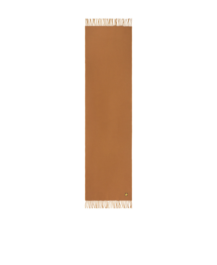Maison Kitsuné Fox-patch Fringed Scarf In Brown