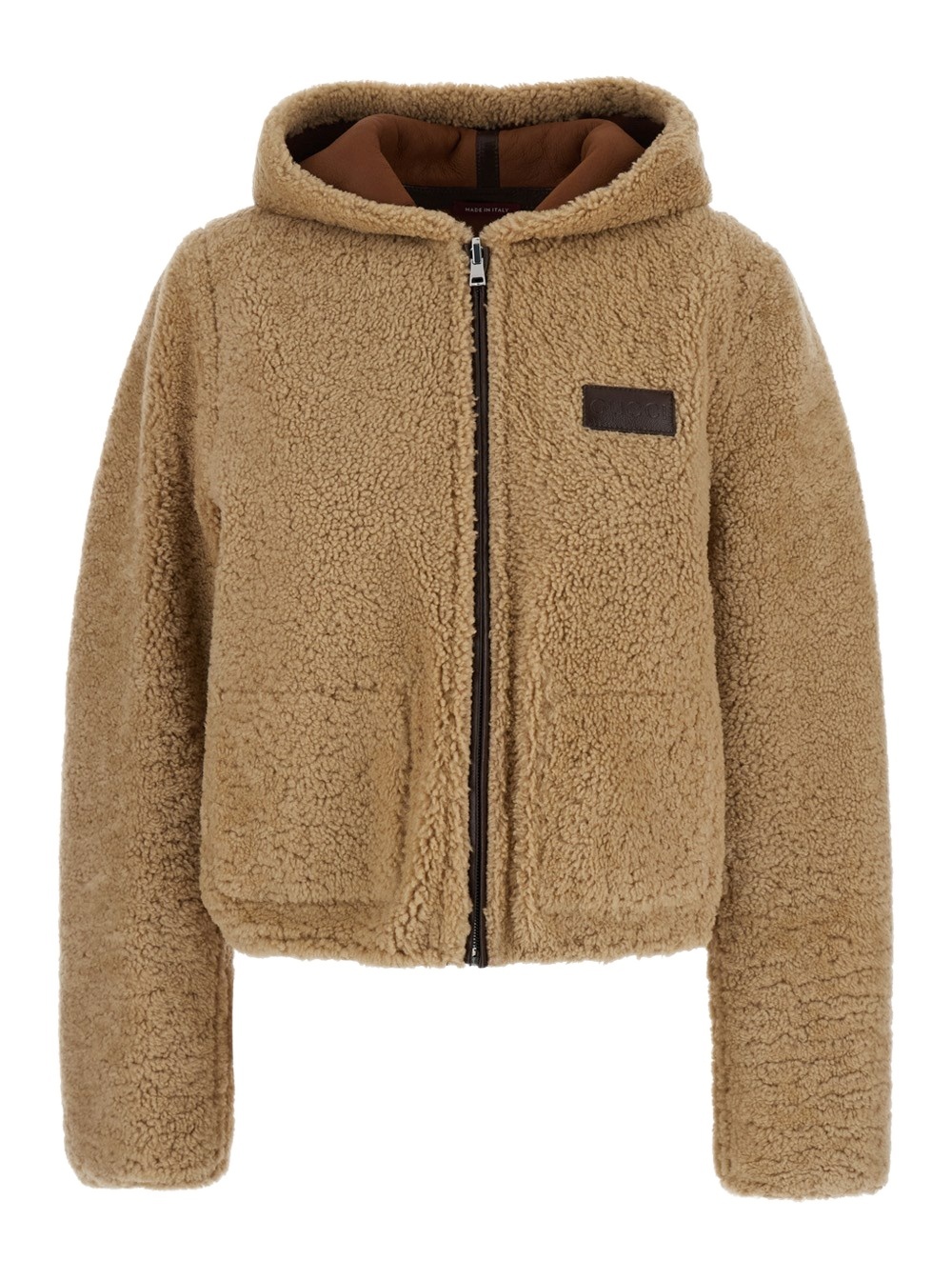 Gucci Reversible Shearling Bomber Jacket In Brown