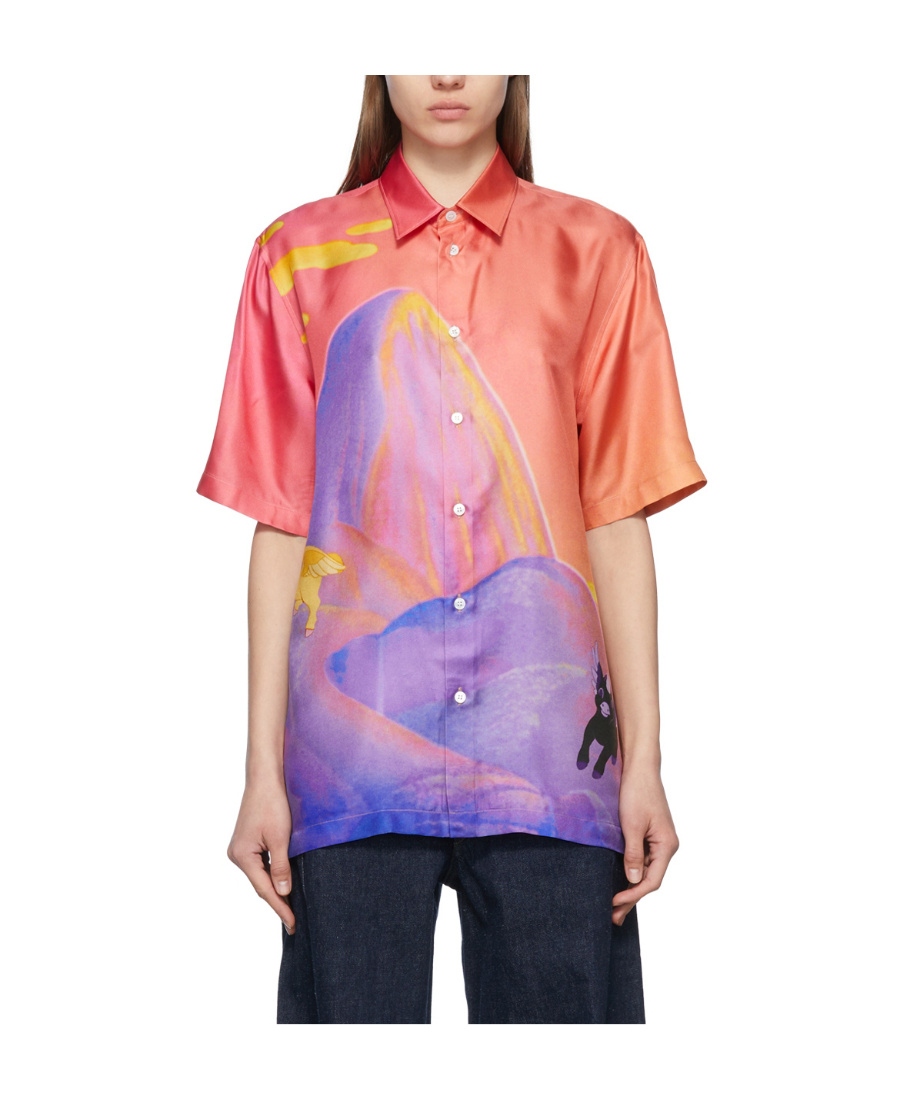 Stella Mccartney X Disney Fantasia Mount Olympus Print Silk Shirt In Pink